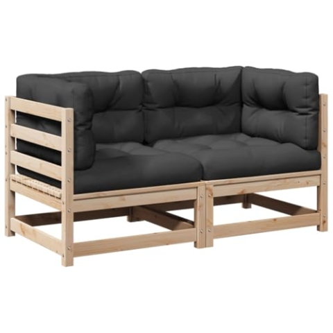 vidaXL Garten Sofa Garnitur 2-TLG., Gartenmöbel Set mit Kissen Latten-Design, Sitzgruppe für Garten Terrasse, Modular Gartensofa Lounge, Massivholz Kiefer