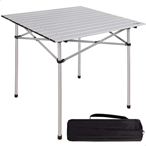 Leichter Klapptisch, Aluminium-Campingtisch, laminierte Tischplatte, 70x70x70 cm, mit Tragetasche, rutschfeste Füße, für 4 Personen, Aktive Camping