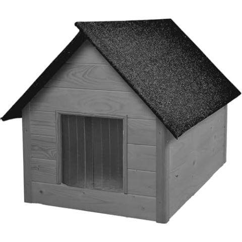 WOODOK – Hundehütte für Hunde bis 20 kg – Hundehaus aus Holz – Isoliert & Wetterfest – Ideal für Winter & Regen – Innenmaße 82x58x47 cm