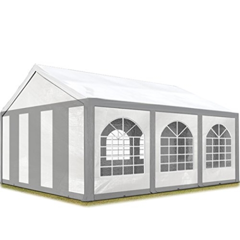 TOOLPORT Hochwertiges Partyzelt 4x6 m Pavillon Zelt PE Plane 450 N Gartenzelt Festzelt Bierzelt Wasserdicht grau-weiß