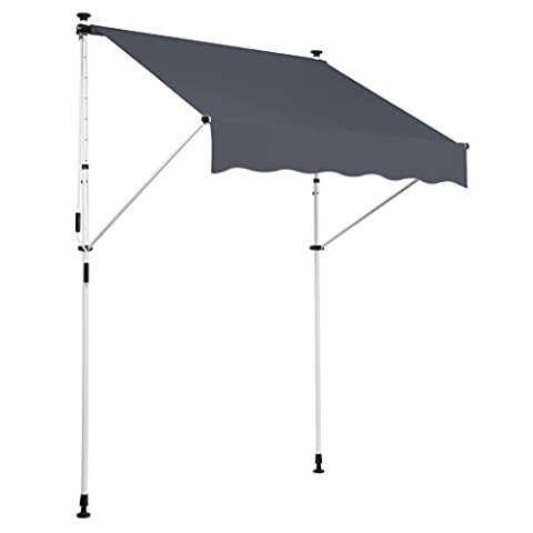 CLP Klemm-Markise Westerly I Ohne Bohren I Höhenverstellbar I UV50+ I Wasserdicht, Farbe:anthrazit, Größe:350x120 cm