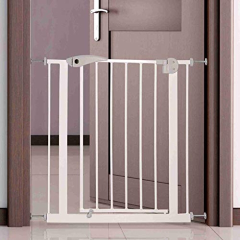 TRIXIE stufenlos verstellbares und klemmbares Türgitter "Absperrgitter, Metall, 75–85 × 76 cm, weiß"- 39451