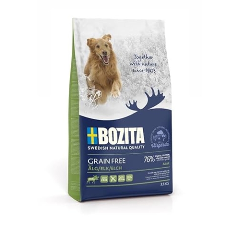 Bozita Grain free Elk | 3,5 kg | Trockenfutter für Hunde mit Elch | Alleinfuttermittel für ausgewachsene Hunde bei Futtermittelunverträglichkeiten | Getreidefrei für Hunde