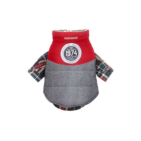 KARLIE Mantel TOUCHDOG COLLEGE JACKET 2IN1 rot-blau 40 x 56 x 36cm für Hunde