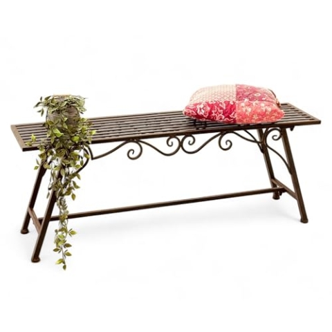 San Marco Gartenbank Wetterfest Metall - 120 cm Sitzbank mit Ornamenten Cucciu XL - Robuste Eisenbank im Antik-Design Ideal für Garten, Terrasse & Balkon