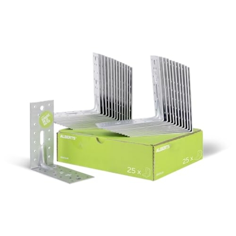 Alberts 867560 Schwerlast-Winkelverbinder mit Sicke | sendzimirverzinkt | 150 x 150 x 65 mm | 25er Set