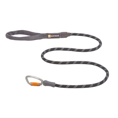 RUFFWEAR Knot-a-Leash, reflektierende Hundeleine aus Seil mit Karabinerhaken, Länge: 1,5 m, Stärke: 7 mm, Obsidian Black