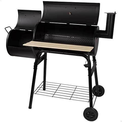 AKTIVE Holzkohlegrill mit Thermometer, Metall, 116x61x106 cm, inkl. Belüftungssystem und Kamin, 2 Räder für einfachen Transport, konzipiert für Grillen im Freien, BBQ (52899)