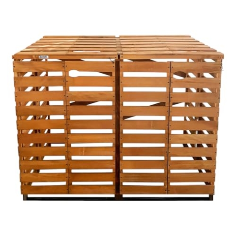 Lendo Online Containerumbau aus imprägniertem Fichtenholz - Doppelzimmer - 2x Kliko - 143x80x118cm - Umbau für Kliko - Kliko Umbau - Behälteraufbewahrung - Braun - Wetterfest