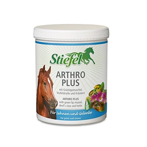 Stiefel Arthro Plus für Pferde, hochwertige Kombination aus neuseeländischem Grünlippmuschelpulver, Vitaminen, Spurenelementen & Teufelskralle zur Unterstützung von Gelenken & Sehnen, 1kg