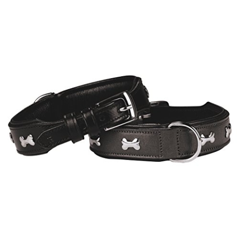 Nobby Leder Halsband CERRO, schwarz / braun 50 cm (42-48 cm), 30 mm, 1 Stück