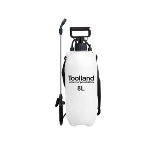 Toolland Drucksprüher, Lanze, einstellbare Düse, Skala, Tragegurt, 8 Liter, Pumpensystem, Weiß/Schwarz