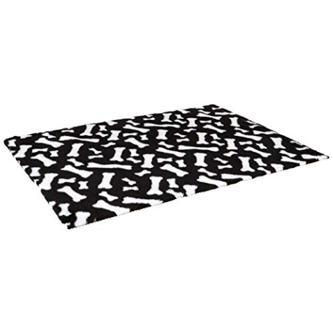 Ferplast Bodenmatte für Hunde und Katzen PLAZA GUMMY LARGE, Unterlage für Haustiere oder Welpen, isolierend, langlebig, waschbar, rutschfest, weicher Plüschstoff, 100 x 150 cm Schwarz