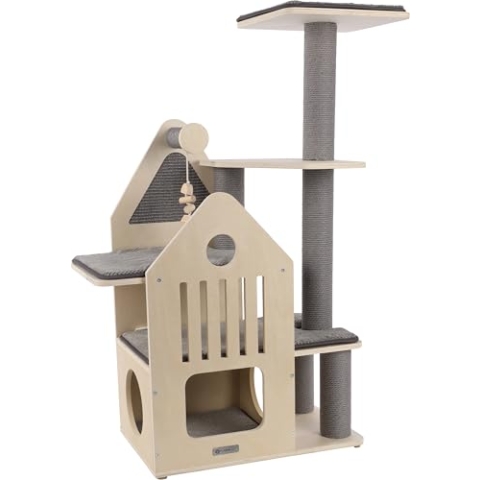 Flamingo Kratzbaum Kaisa – Grau & Beige – 114 cm | Stilvoll, funktional & gemütlich!