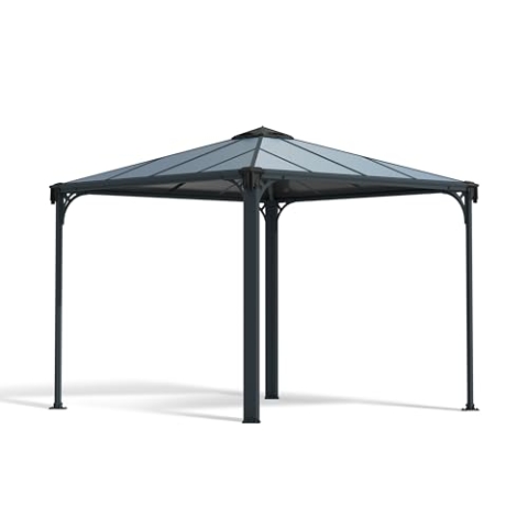 Palram Canopia Palermo 3000 Gartenpavillon Höchst Widerstandsfähig Hardtop Pavillon 295 x295cm. Robuste Aluminiumkonstruktion Mit Dach Aus Polycarbonat. Wasserfest Und Rostfrei. 10 Jahre Garantie