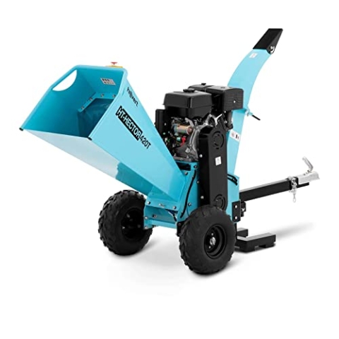 hillvert HT-HECTOR 420T Gartenhäcksler Benzin 15 PS Schnittbreite 120 mm Tank: 5,5 l Verbrauch: 1,8 l/h mit Anhängerkupplung große Reifen Elektrostart/Kickstart Häcksler Garten für Hackschnitzel