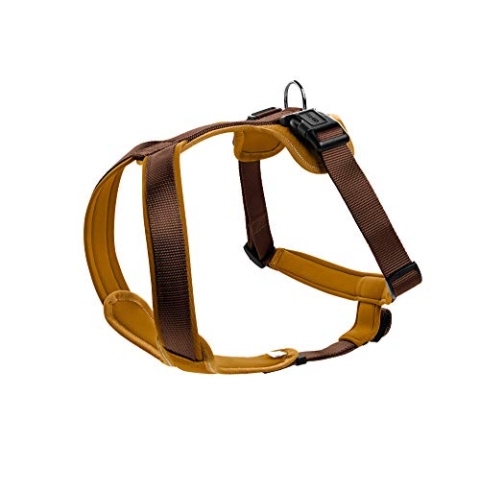 HUNTER Hundegeschirr NEOPREN, Farbe: braun/caramel, strapazierfähiges Nylon, mit weichem Neopren gepolstert, reflektierendes 3M Scotchlite Reflective Material, pflegeleicht, komfortabel, Größe: L