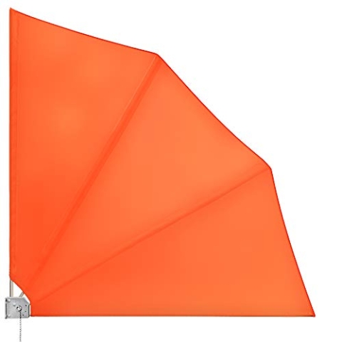 Deuba® 2X Balkonfächer Sichtschutz 140x140cm Wetterfest UV-beständig Faltbar Terrasse Seitenmarkise Sonnenschutz Trennwand mit Wandhalterung Orange