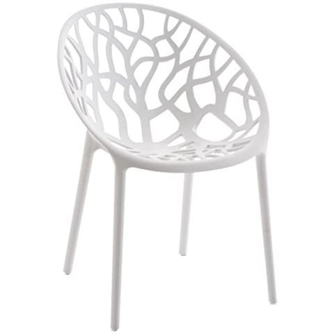 CLP Gartenstuhl Hope Kunststoff I Stapelstuhl wetterfest und UV-beständig I Outdoorstuhl pflegeleicht I Sessel für draußen, Farbe:weiß