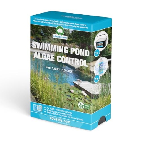vdvelde.com - Schwimmteich Alg Kämpfen Teich - M - 1.000-10.000 L - Für 1.000 bis 10.000 l- Verhindert und bekämpft Schwebe- und Fadenalgen- 100% ökologisch: schnell klares Wasser, sicher für