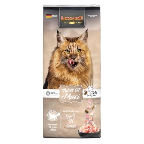 LEONARDO Adult GF Maxi [15kg] Katzenfutter | Getreidefreies Trockenfutter für Katzen | Alleinfuttermittel für große Katzenrassen ab 1 Jahr