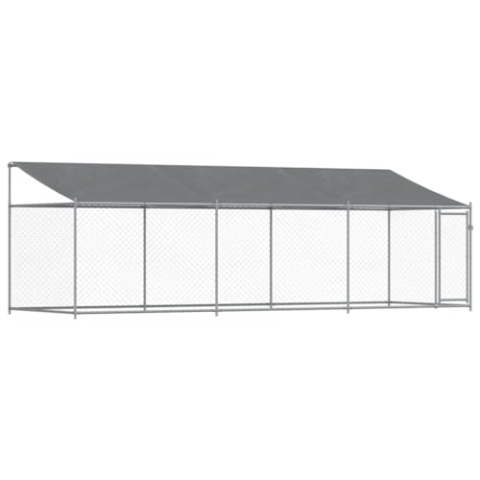 vidaXL Hundezwinger mit Dach und Tür Grau 6x2x2 m Verzinkter Stahl