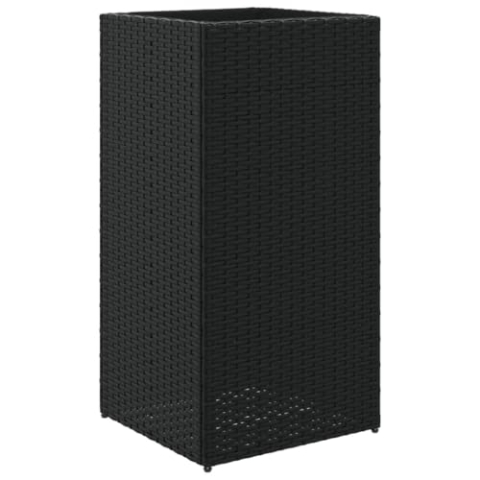 vidaXL Pflanzkübel, Pflanzkasten mit Stahlgestell, Blumenkasten für Garten Terrasse, Blumenkübel Blumentopf Hochbeet, Schwarz Poly Rattan