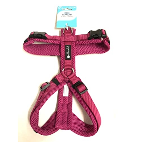 Petlando Brustgeschirr Mesh Y-Comfort Fuchsia M (Halsumfang 46-74 cm, Brustumfang 50-74 cm)