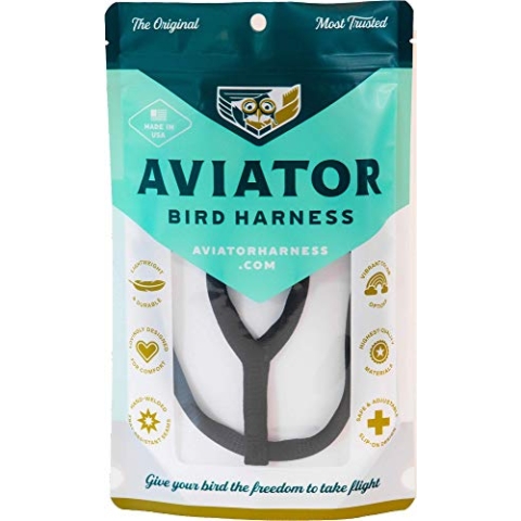 Das Aviator Vogel Geschirr: X-Large Schwarzes