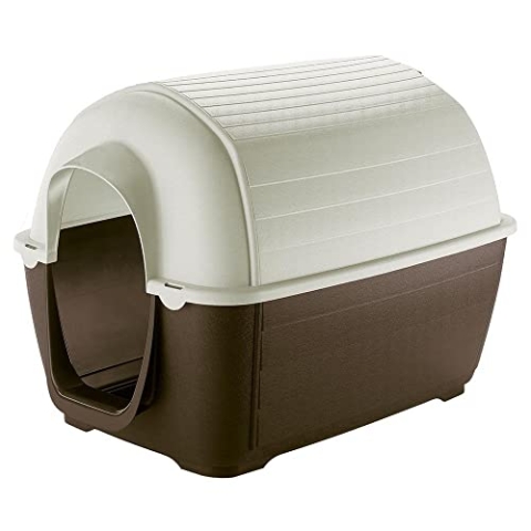 Ferplast Outdoor Hundehütte Kenny 03 Hundehütte aus Schlag- und UV-beständigem Thermoplast, Drainage-System, Lüftungsgitter, Zum reinigen Dach abnehmbar, 60 x 89 x h 60 cm