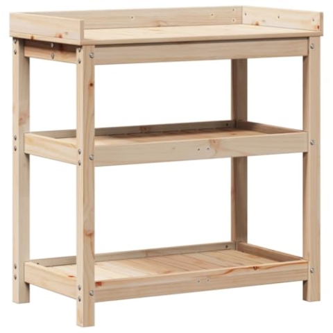 vidaXL Pflanztisch, Gärtnertisch mit Ablagen, Blumentisch für Garten Balkon Terrasse, Gartentisch Arbeitstisch, 82,5x45x86,5cm Massivholz Kiefer
