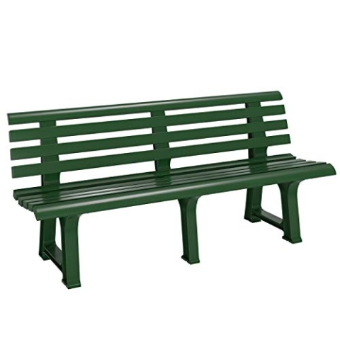 Casaria® Gartenbank Sitzbank Wetterfest Kunststoff 240kg Belastbarkeit Rückenlehne 3-Standfüße 145x46cm Garten Balkon Terrasse Bank Ergonomisch Grün