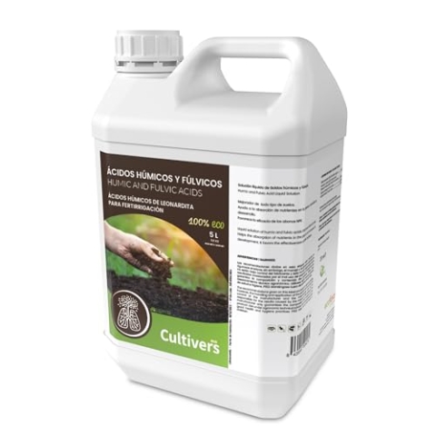 CULTIVERS Humin- und Fulvinsäuredünger, 5 L Leonardita Dünger. Es steigert die Bodenfruchtbarkeit, verbessert die Nährstoffaufnahmefähigkeit und entwickelt die Wurzel. Force Humic
