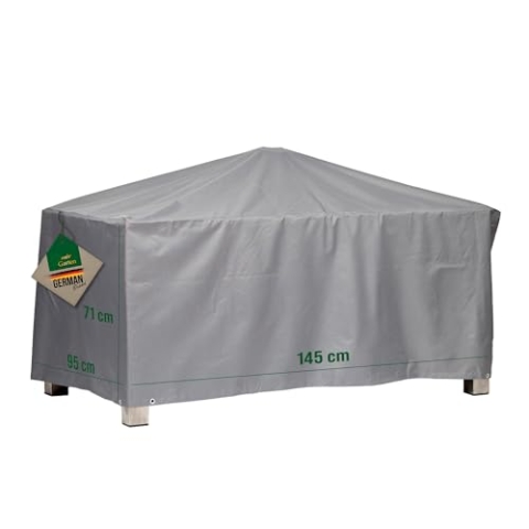 Mehr Garten Abdeckung Gartentisch eckig, 145x95x71 cm, grau, Oxford 600D Gewebe, Tischabdeckung wasserdicht, UV-beständig und wetterfest, Schutzhülle Gartenmöbel
