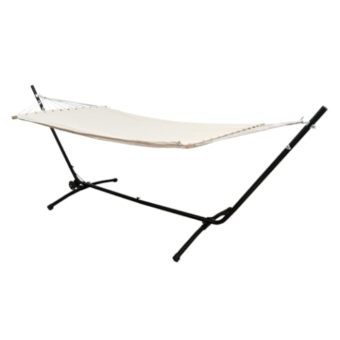AMANKA Höhenverstellbare Outdoor Hängematte mit Gestell 2 Personen - 335x100 Hängemattengestell mit Rollen - 200x120 Hängematte für Garten mit Gestell - Hängematte für Balkon Hängeliege mit Gestell