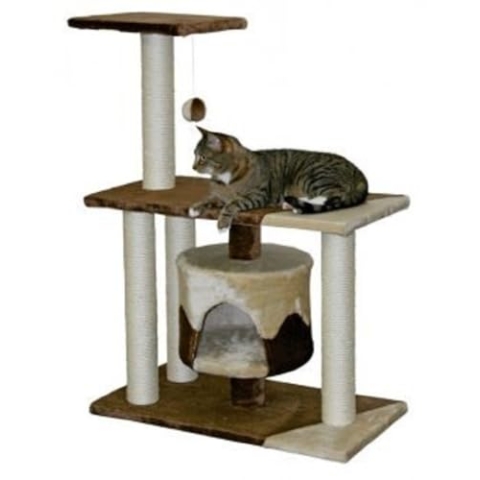 Kerbl Kratzbaum Jade Pro (Farbe braun/beige, Höhe 96 cm, mittelgroßer Kratzbaum, mit Spielball an einer Schnur, mit Höhle) 82528