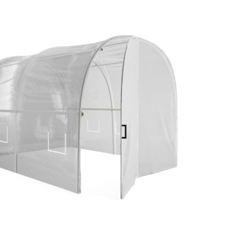 Vente-unique-Foliengewächshaus mit verzinktem Stahlrahmen & Tür - 6 m² - 200 x 300 x 200 cm - Weiß - ALOCASIA