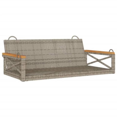 vidaXL Hängebank, Hängeschaukel mit Befestigungsringen, Schaukelbank für Außenbereich, Gartenschaukel Gartenbank, Modern, Grau Poly Rattan