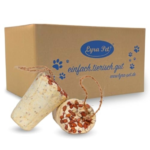 Lyra Pet® | 3 x 12 STK. Fettriegel mit Erdnüssen | Fettfutter mit Erdnussbutter, Saaten & Kernen | Wertvolle Energiequelle für Wildvögel | Fettreich & Biologisch Abbaubar | Ganzjähriges Vogelfutter