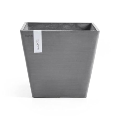 ECOPOTS Rotterdam Blumentopf & Pflanzgefäß aus recyceltem Kunststoff, UV-beständig, robust, für Innen- & Außengebrauch, Grau & Weißgrau