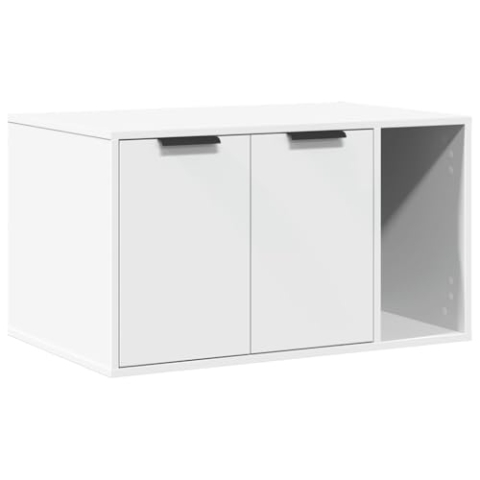 vidaXL Katzenklo Schrank, Katzenschrank Katzentoilette, Beistelltisch Katzenhaus, Katzenmöbel Verstecktes Design, Weiß Holzwerkstoff