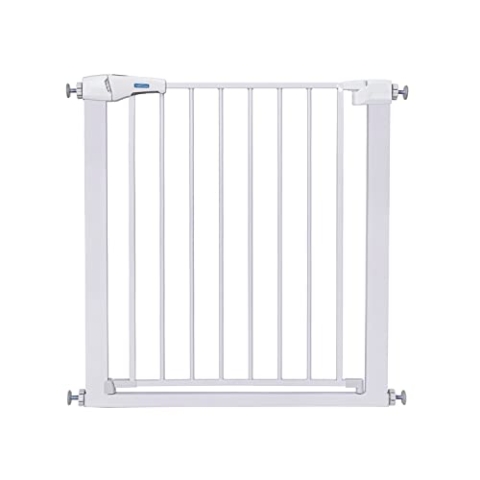 Nobleza - Türschutzgitter für Hunde und Kinder, Treppenschutzgitter Ausziehbar 75-82 cm, Kindergitter tür ohne Bohren, Automatischer und Magnetischer Verschluss, Höhe 76cm, Weiß