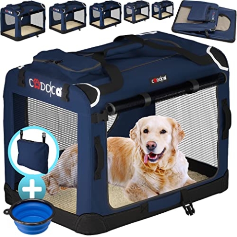 CADOCA® Hundebox Hundetransportbox faltbar robust S 50x34x36cm atmungsaktiv Transporttasche Haustiertransportbox Hundetragetasche Navy Blau