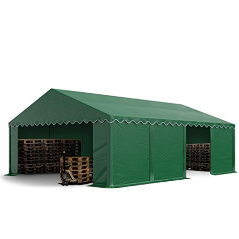 TOOLPORT Lagerzelt 5x8 m Zelthalle Unterstand Weidezelt PVC Plane 700 N wasserdicht in dunkelgrün