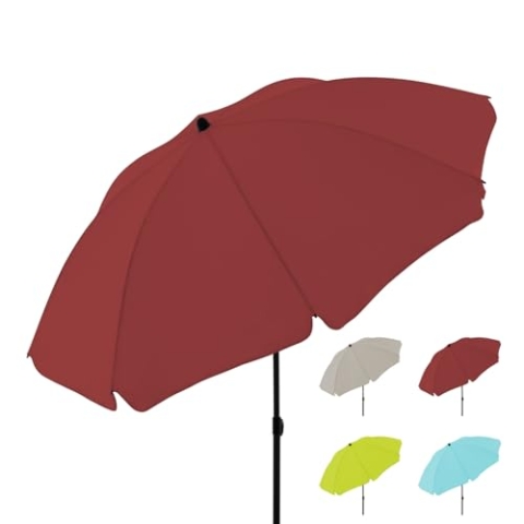 derby Sonnenschirm 196 cm in bordeaux – Strandschirm mit Mittelmast für Balkon, Garten & Strand – UV-Schutz, windstabil, tragbar