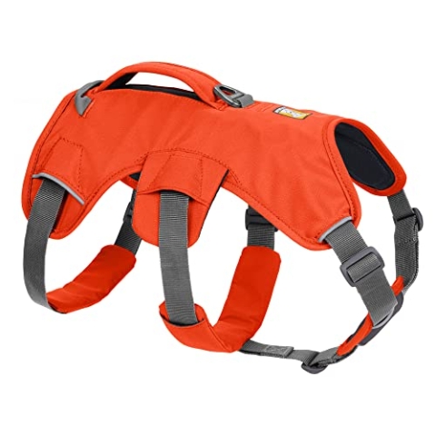 RUFFWEAR Mehrzweck-Hundegeschirr mit Griff, Web Master, verstellbares, Geschirr, 2 Leinenbefestigungen, für den täglichen Gebrauch, Blaze Orange, S