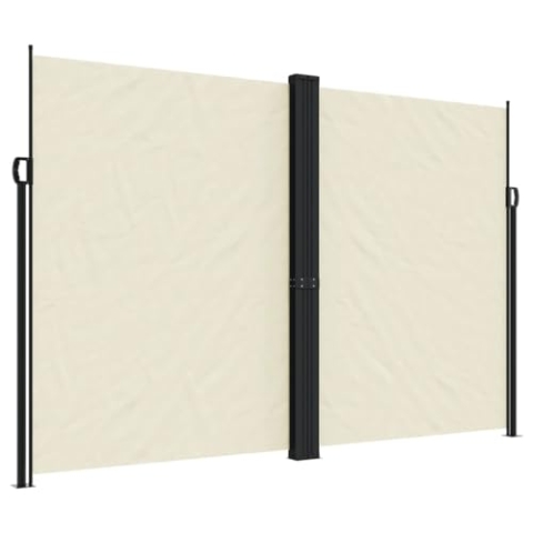 vidaXL Seitenmarkise, Sichtschutz Ausziehbar, Windschutz Sonnenschutz für Garten Balkon Terrasse, Seitenrollo Seitenwandmarkise, Creme 220x600cm