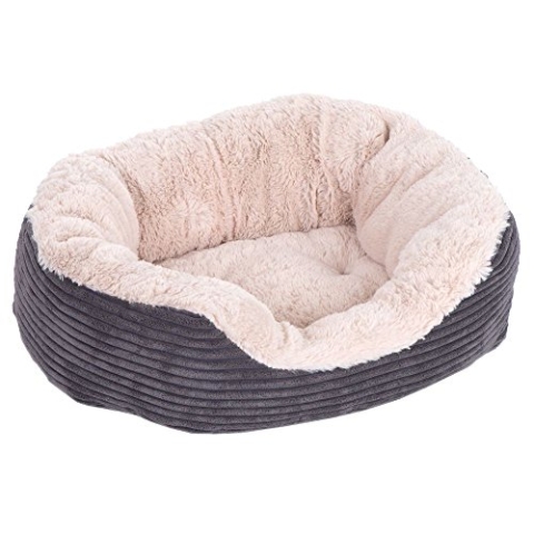 Rosewood 04302 Hundebett aus breitem Cord/Plüsch, grau, Länge: 81.2 cm