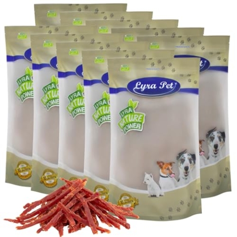Lyra Pet® 10 kg Entenbrustabschnitte | Geschmackvoller Kausnack | Leckerli auch für Welpen und ältere Hunde | Fettarmes Hundefutter | Gut verträglich | Wiederverschließbarer Beutel