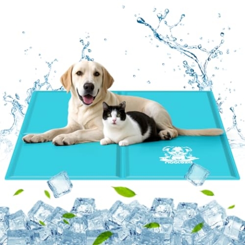 Nobleza Kühlmatte für Hunde, 120x80cm Kühldecke Hund Selbstkühlend Ungiftige mit Gelauflagen Welpe Katzen Haustiere Kühlmatratze für Sommer, Hellblau, XXL